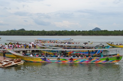 Colurful boats at Koh Panyee